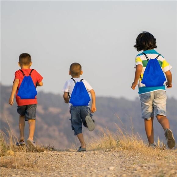 40Pcs Blue Drawstring Backpack Bags Sack Drawstring Bags Bulk String Backpack - Picture 7 of 8